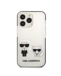 Husa de protectie telefon Karl Lagerfeld pentru iPhone 13 Pro, Karl and Choupette, Plastic, Alb