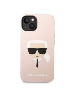 Husa de protectie telefon Karl Lagerfeld pentru iPhone 14, Karl Head, Silicon lichid, Roz