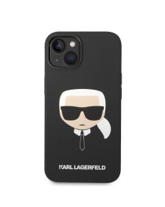 Husa de protectie telefon Karl Lagerfeld pentru iPhone 14 Plus, Karl Head, Silicon lichid, Negru