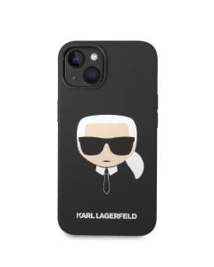 Husa de protectie telefon Karl Lagerfeld pentru iPhone 14 Plus, Karl Head, MagSafe, Silicon lichid, Negru