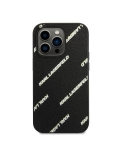 Husa de protectie telefon Karl Lagerfeld pentru iPhone 14 Pro, Logomania, Piele ecologica, Negru