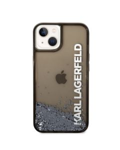 Husa de protectie telefon Karl Lagerfeld pentru iPhone 14, Translucent Liquid Glitter, Plastic, Negru
