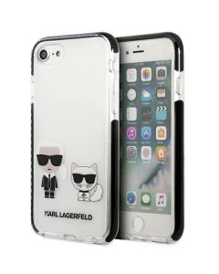 Husa de protectie telefon Karl Lagerfeld pentru iPhone 7/8/SE2020/SE2022, Karl and Choupette, Plastic, Alb 