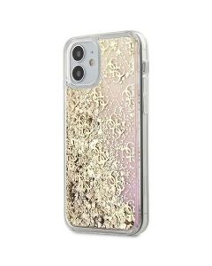 Husa de protectie telefon Guess pentru Iphone 12 Mini, Model Licquid Glitter Gradient, Plastic TPU, GUHCP12SLG4GGPIGO, Auriu