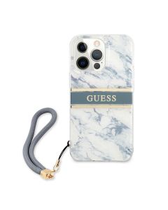 Husa de protectie telefon Guess pentru iPhone 13 Pro, Marble Strap, Plastic, Albastru