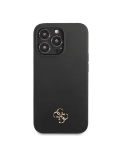 Husa de protectie telefon Guess pentru iPhone 13 Pro, 4G Metal Logo, Silicon, Negru