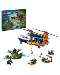 LEGO City: Elicopterul unui explorator al junglei la tabara de baza