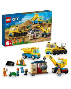 LEGO City: Camioane de constructie si macara cu bila pentru demolari 60391, 235 piese