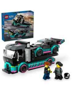 LEGO City: Masina de curse si camion transportator de masini 60406, 328 piese