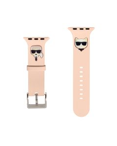 Curea pentru Ceas Smartwatch, Karl Lagerfeld, Karl and Choupette Watch Strap pentru Apple Watch 42/44mm, Silicon, Roz