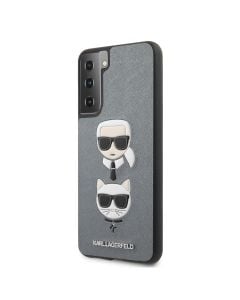 Husa telefon Samsung Galaxy S21+, Karl Lagerfeld, Saffiano K&C Heads, Silver