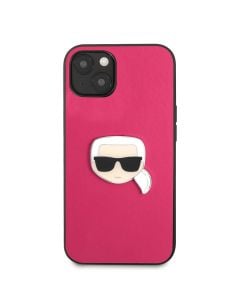 Husa de protectie telefon Karl Lagerfeld pentru iPhone 13 Mini, Karl Head, KLHCP13SPKMP, Piele ecologica, Pink