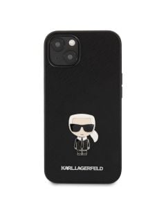 Husa de protectie telefon Karl Lagerfeld pentru iPhone 13 Mini, Saffiano Karl, KLHCP13SIKMSBK, Piele ecologica, Black