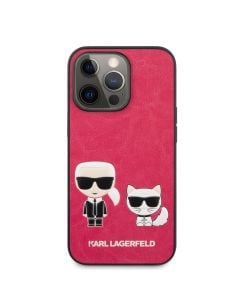 Husa de protectie telefon Karl Lagerfeld pentru iPhone 13 Pro, Karl Lagerfeld and Choupette, KLHCP13LPCUSKCP, Fuchsia