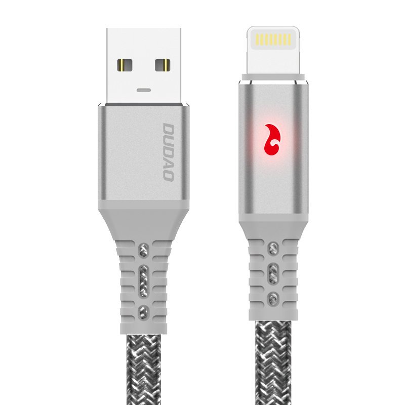 Cablu de date Dudao L7xL, USB - Lightning, Indicator LED, Gri