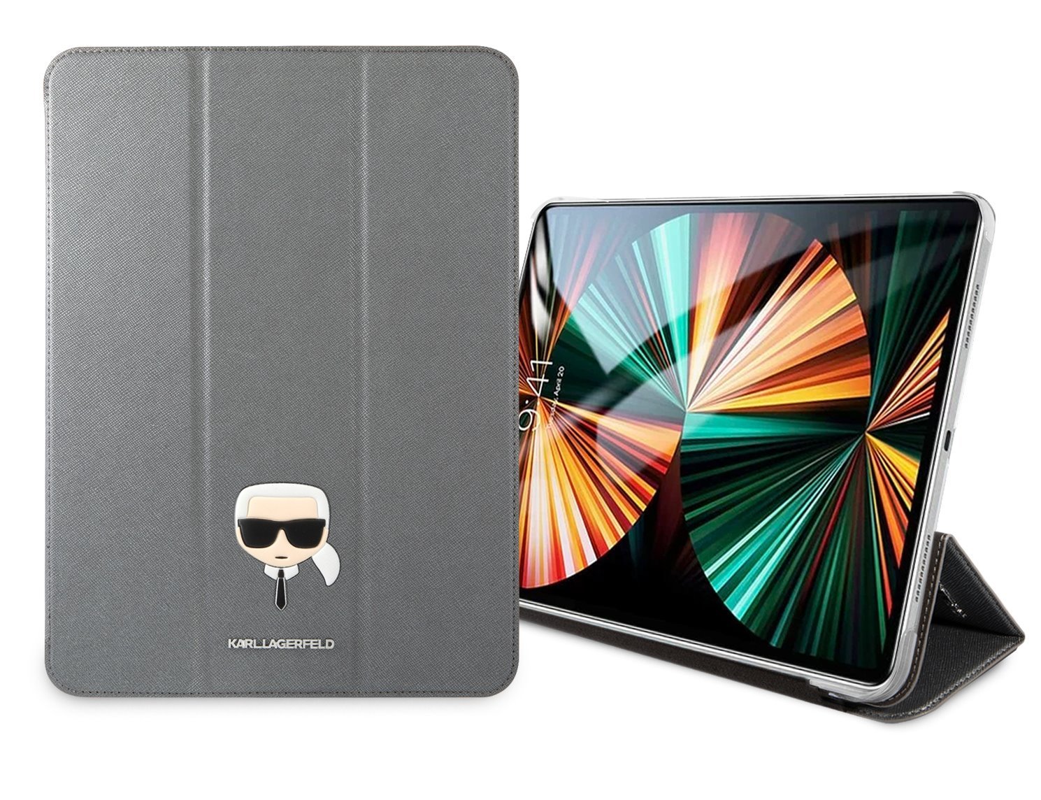 Husa Tableta Karl Lagerfeld Pentru Ipad Pro 12.9 (2021/2022), Karl Head Saffiano, Plastic, Gri