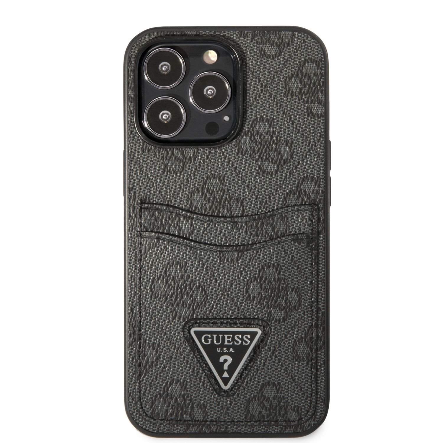 Husa Telefon Guess, 4g Saffiano Double Card Case Pentru Apple Iphone 13 Pro, Plastic, Imitatie Piele, Negru