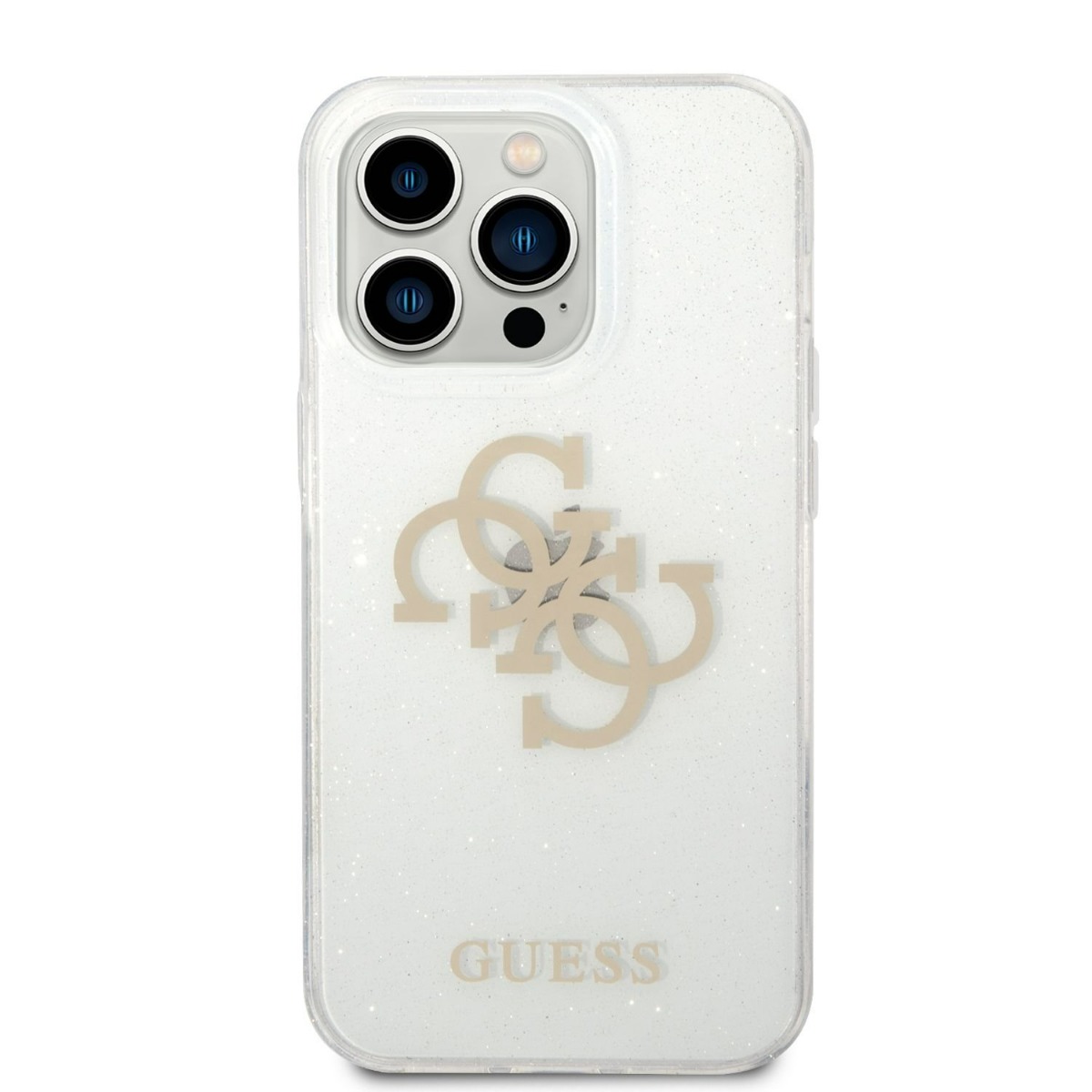 Resigilat - Husa Telefon Guess Pentru Iphone 14 Pro, Big 4g Full Glitter, Plastic, Transparent