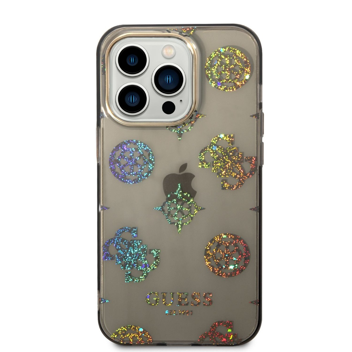 Husa Telefon Guess Pentru Iphone 14 Pro, Peony Glitter, Plastic, Negru