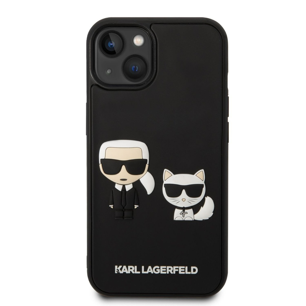 Husa Telefon Karl Lagerfeld Pentru Iphone 14, Karl Lagerfeld And Choupette 3d, Plastic, Negru