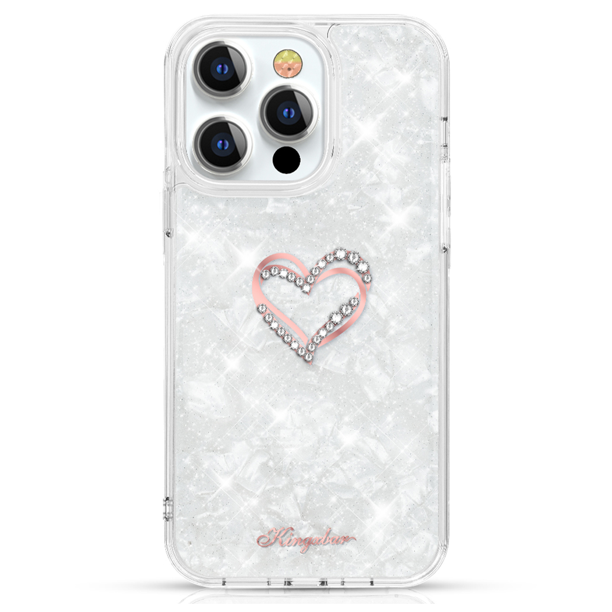 Husa Telefon Pentru Iphone 13 Pro Max, Kingxbar, Epoxy Cu Cristale Swarovski, Plastic, Alb