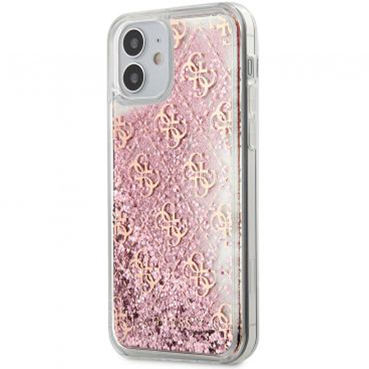 Husa Guess Pentru Iphone 12 Mini, Model 4g Liquid Glitter, Plastic Tpu, Guhcp12slg4gspg, Transparent