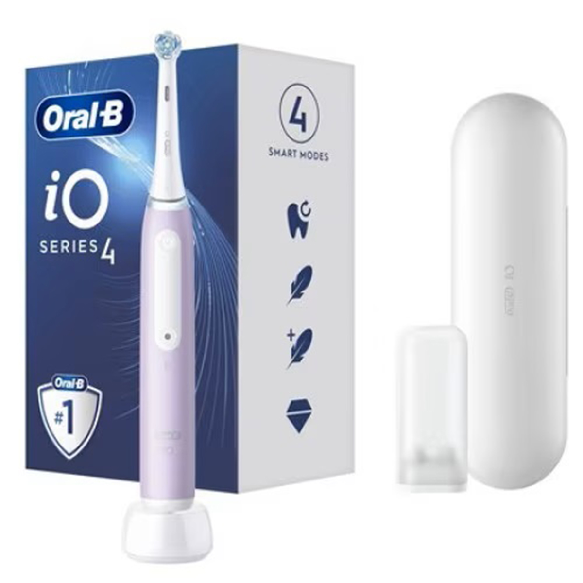 Periuta de dinti electrica Oral-B iO4, Bluetooth, 40000 pulsatii/min, Curatare 3D, 4 programe, 1 capat + Husă de călătorie, Lavender
