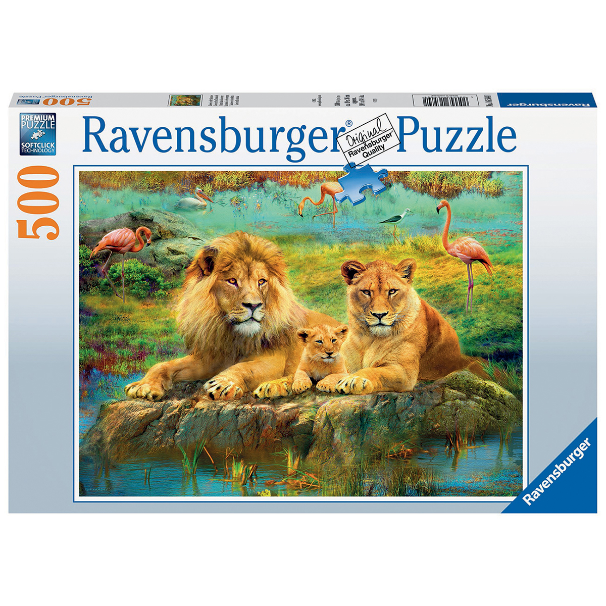 Puzzle, Ravensburger, Familie de lei, 500 piese, Multicolor 500 imagine noua
